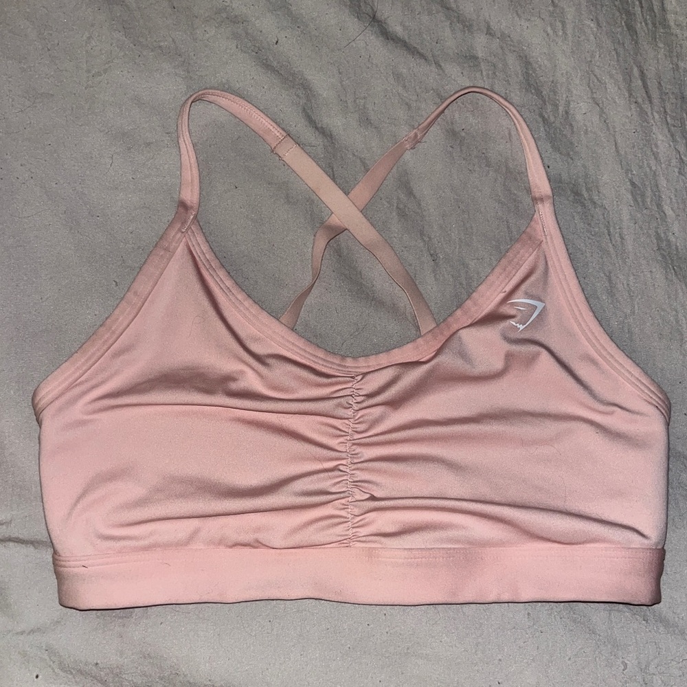 pink gym shark sports bra